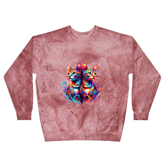 Bengal Kittens Colorful Cats Blast Sweatshirts