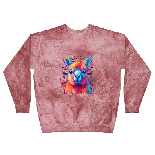 Watercolor Colorful Alpaca Colorful Animals Blast Sweatshirts