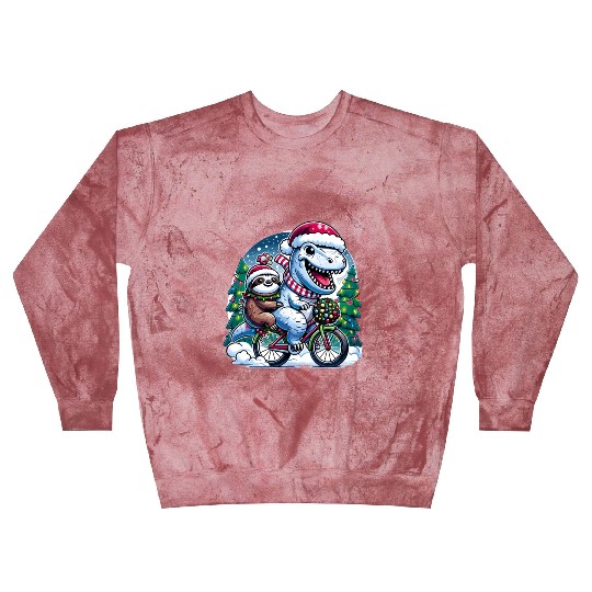 Winter Wonderland T-Rex and Sloth Cycling Duo Blast Sweatshirts