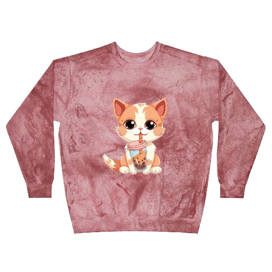 Cat Boba Tea Bubble Tea Anime Kawaii Neko Blast Sweatshirts