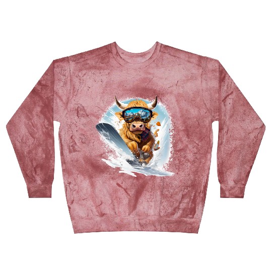Winter sports, Highland Cow Snowboarding Blast Sweatshirts