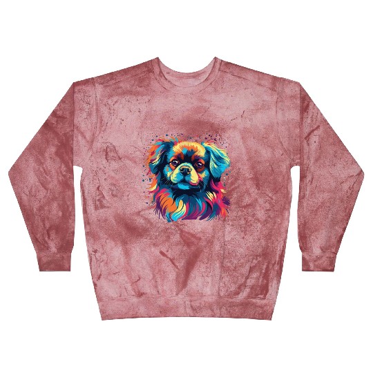 Watercolor Colorful Tibetan Spaniel Blast Sweatshirts