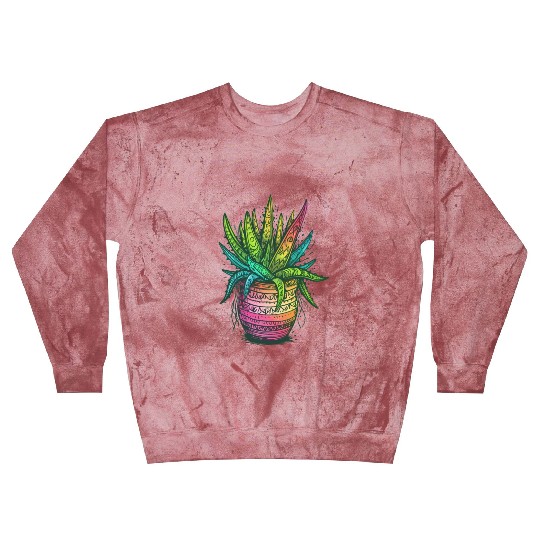 Psychedelic Aloe Vera Succulent Plant Gardener Blast Sweatshirts