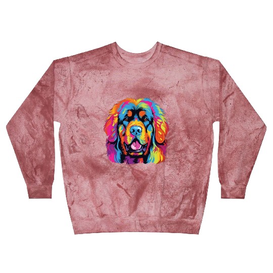 Watercolor Colorful Tibetan Mastiff Blast Sweatshirts