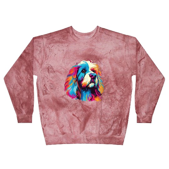 Watercolor Colorful Tibetan Spaniel Blast Sweatshirts