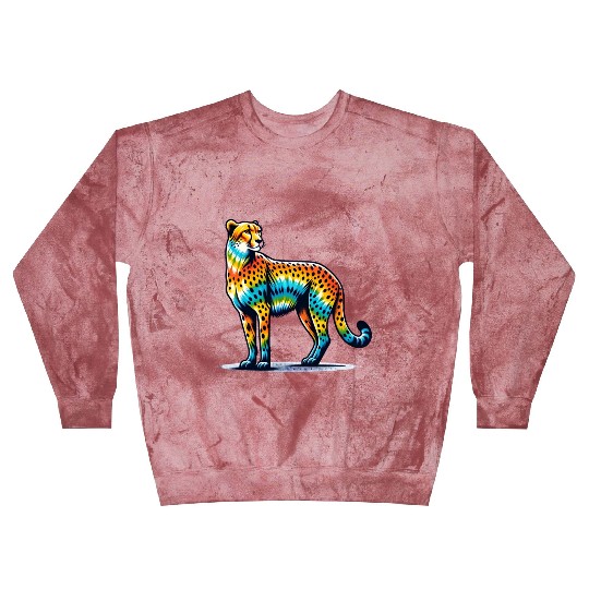 Tie Dye Cheetah Colorful Hippie Wildcat Blast Sweatshirts