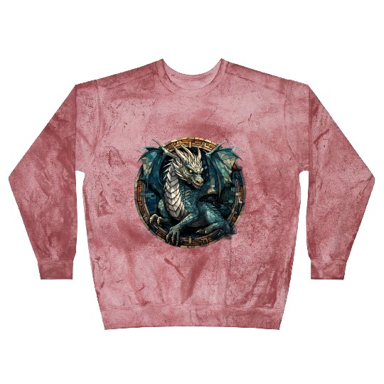 Cerulean Coil: The Stained Glass Dragon Blast Sweatshirts