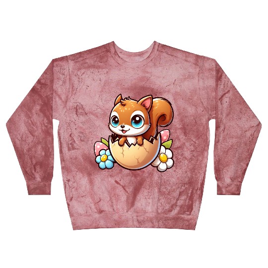 Cute Squirrel with Easter Egg Comic Design Blast Sweatshirts