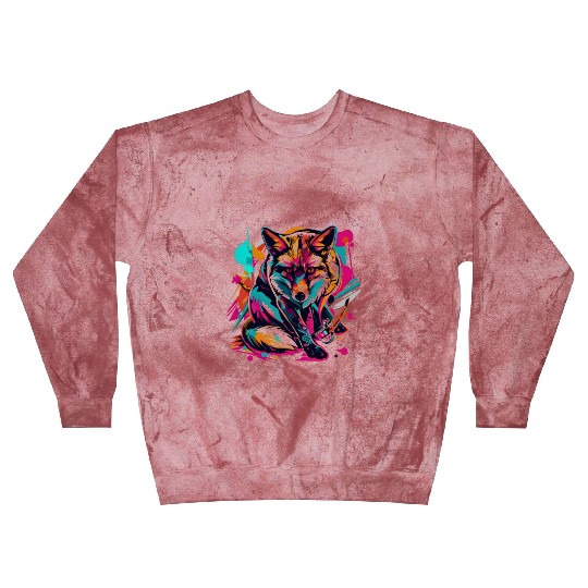 Retro Vibe Fox: Neon Pop Art Majesty Blast Sweatshirts