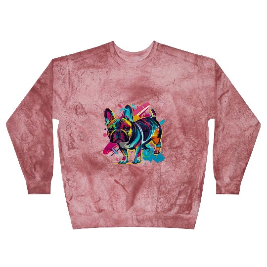 Neon Paws: French Bulldog in 80s Pop Art Style Blast Sweatshirts