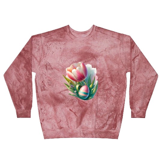 Spring Colorful Tulip With Easter Egg Blast Sweatshirts