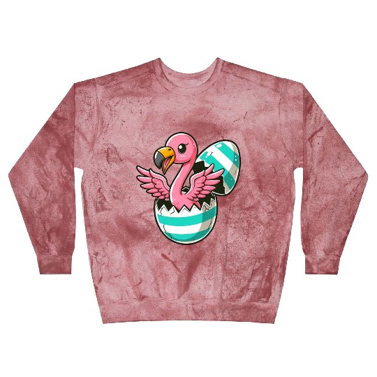 Flamingo Hatching from Easter Egg Easter Surprise Blast Sweatshirts
