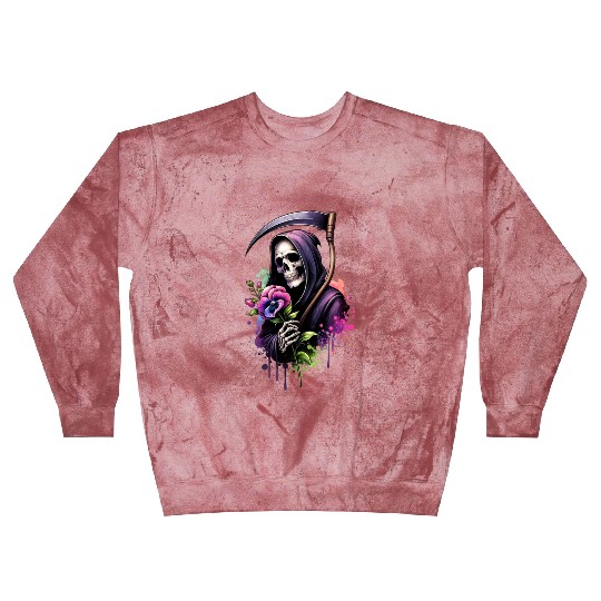 Grim Reaper Holding Sweet Pea flower Blast Sweatshirts
