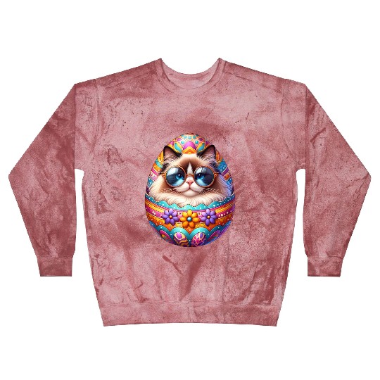 Ragdoll Cat in Easter Egg Design Blast Sweatshirts