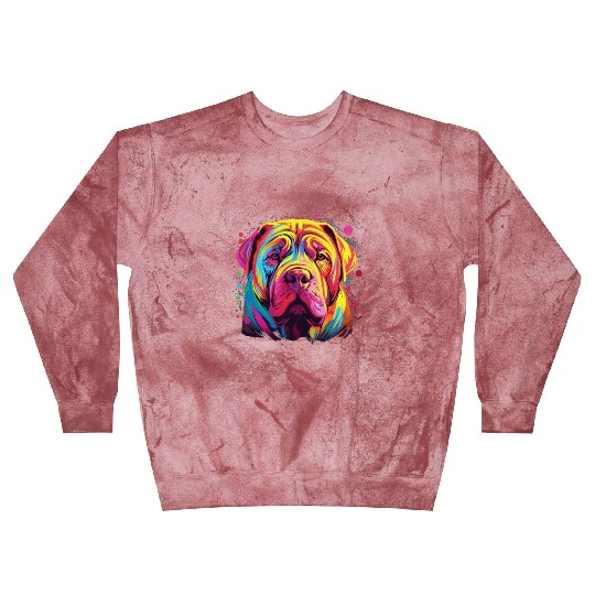 Watercolor Colorful Chinese Shar Pei Blast Sweatshirts