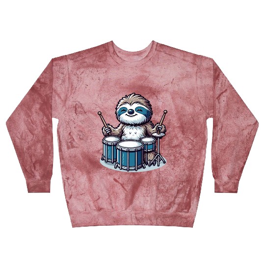 Cool Sloth Drummer Lazy Vibes Design Blast Sweatshirts