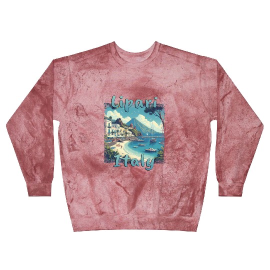 Lipari Italy Grunge Beach Mountains Blast Sweatshirts