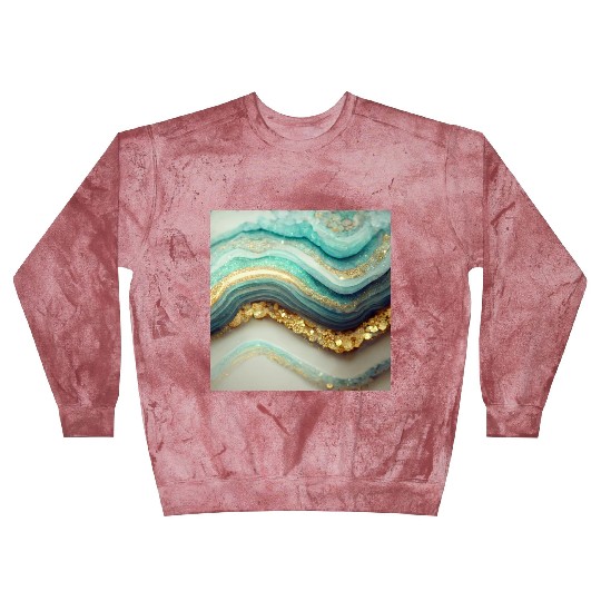 Teal Agate Geode Stone Blast Sweatshirts