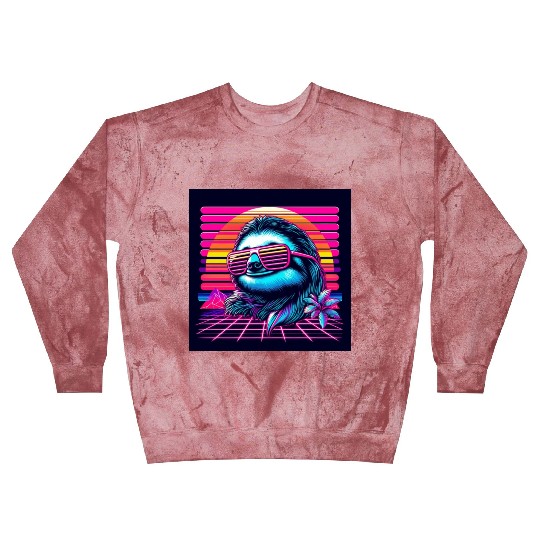 Synthwave Retro 80's Sloth Blast Sweatshirts