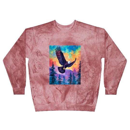 Majestic Eagle Silhouette: Freedom's Colors Blast Sweatshirts