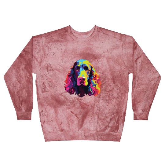 Watercolor Colorful Irish Water Water Spaniel Blast Sweatshirts