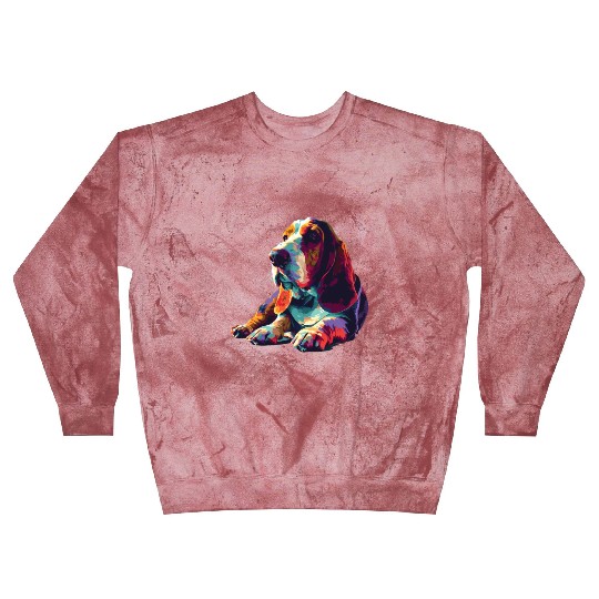 Watercolor Colorful Basset Hound Blast Sweatshirts
