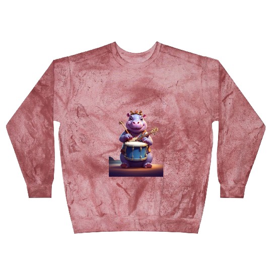 Hippo playing music Blast Sweatshirts