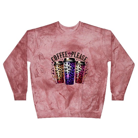 Coffee Please Leopard Cups by TrendLaunch Blast Sweatshirts