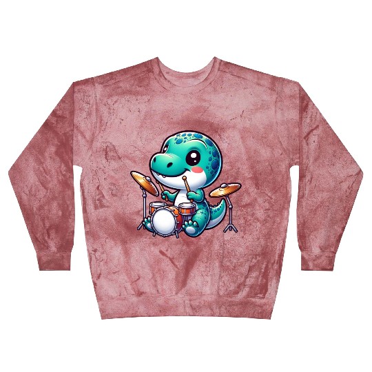 Cute Dinosaur Drummer Cool Design Blast Sweatshirts