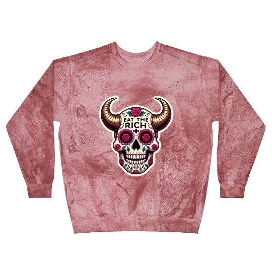 Horned Sugar Skull, eat the rich skull Blast Sweatshirts