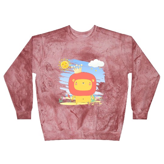 Kawaii Lion King Using Crown Adorable Cartoon Blast Sweatshirts