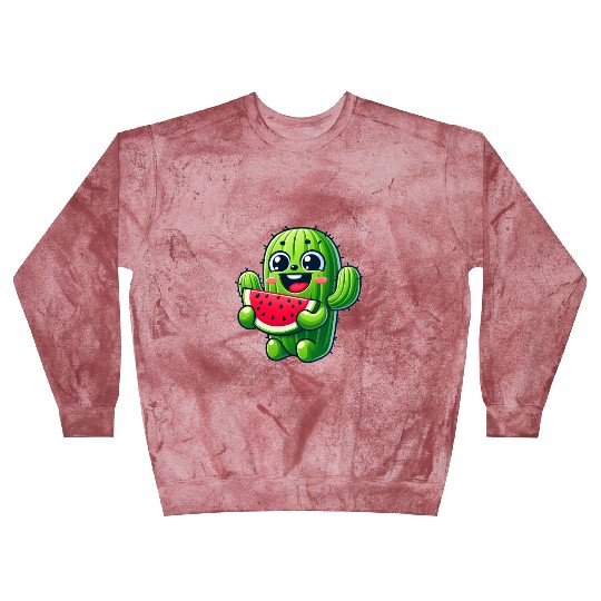 Cute Cactus Comic With Watermelon Fruity Blast Sweatshirts