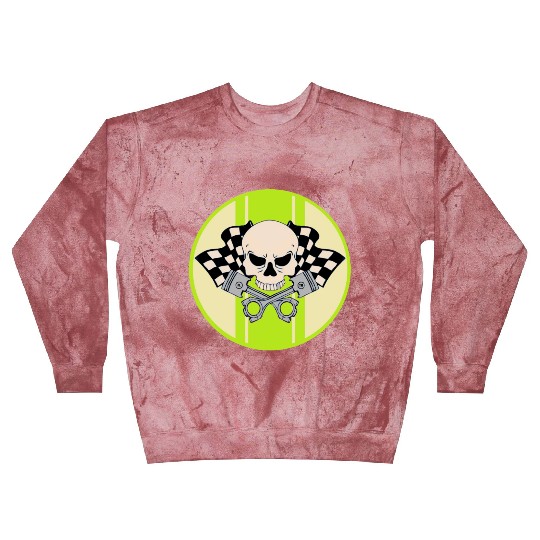 Light green racing stripe with skull and pistons Blast Sweatshirts