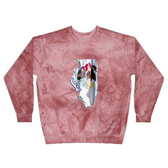 Illinois State Flag in Illinois State Map Blast Sweatshirts