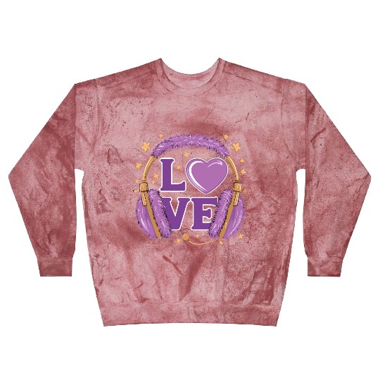 Purple Love Music Headphones with Stars and Heart Blast Sweatshirts