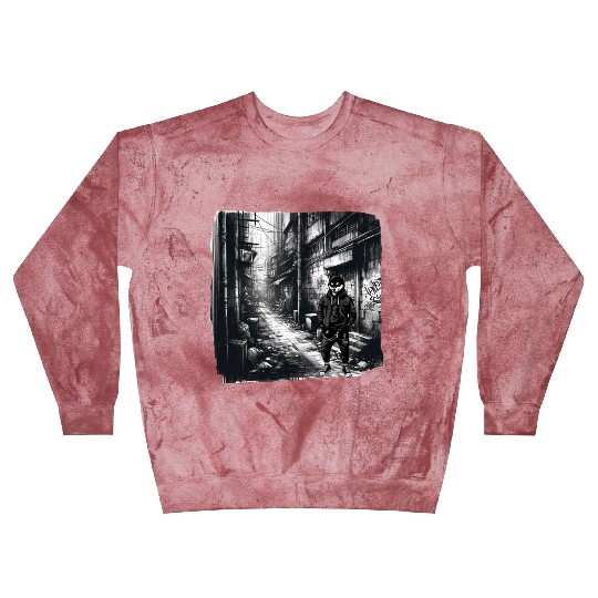 Urban Shiba Inu in Street Alley Blast Sweatshirts