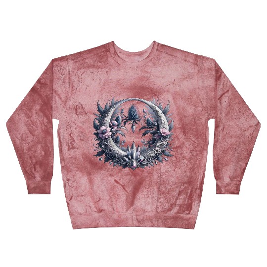 Crescent moon in silver, with crystals and flowers Blast Sweatshirts