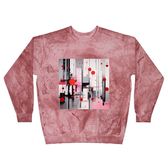 Red Black Light Pink and Gray Dots and Lines Blast Sweatshirts