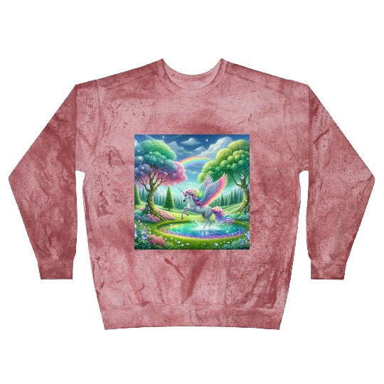 Enchanted Rainbow Unicorn Over Sparkling Pond Blast Sweatshirts