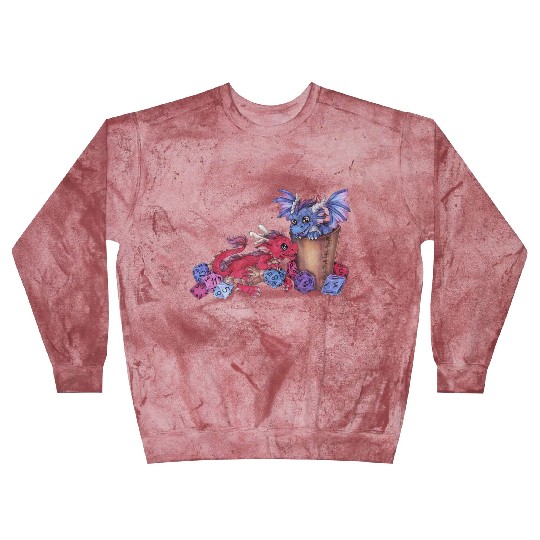 Cute dragon chibi with dice D20 pen and paper Blast Sweatshirts