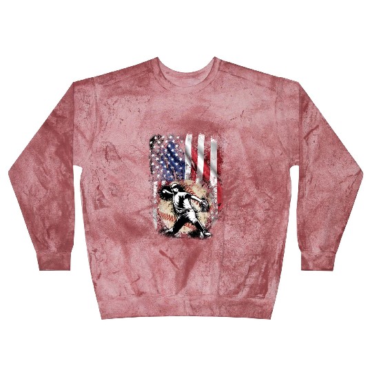 Patriotic American Flag Baseball Pitcher Blast Sweatshirts