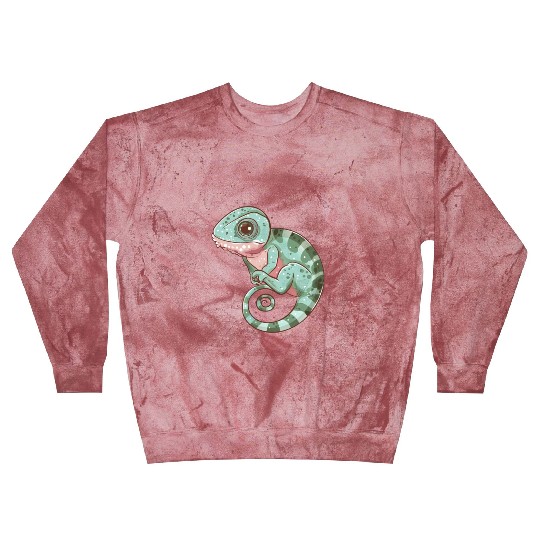 Charming Chameleon Curled Tail Imagery Blast Sweatshirts