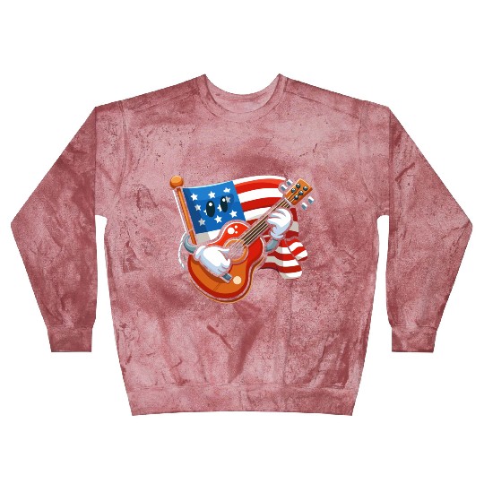 Guitar 4th July American Flag Blast Sweatshirts