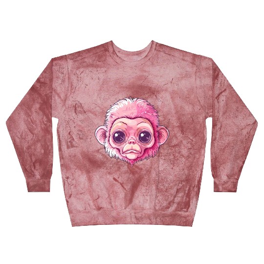 Adorable Pink Monkey Big Eyes Expression Blast Sweatshirts