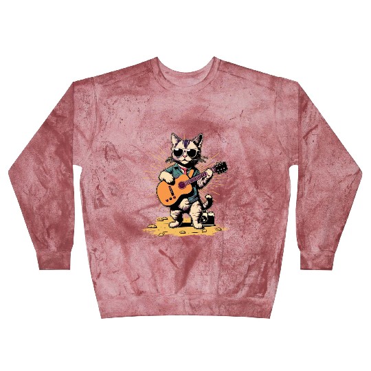 Musician Cat Rocker Acoustic Guitar Instruments Blast Sweatshirts