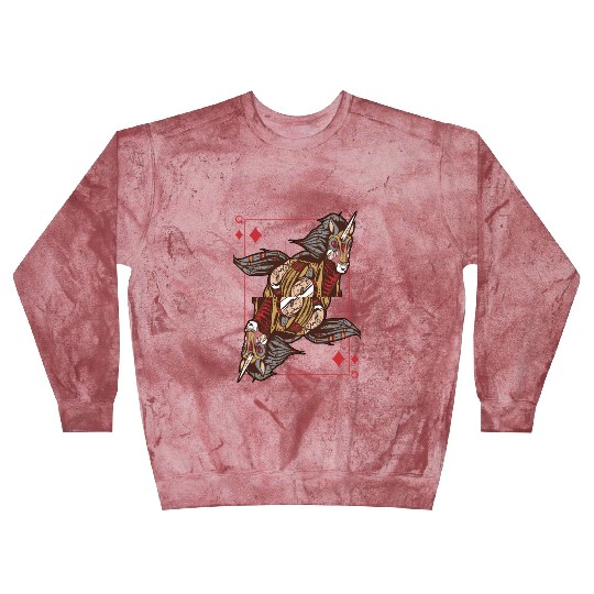 Unicorn steampunk card game Queen of Diamonds Poke Blast Sweatshirts