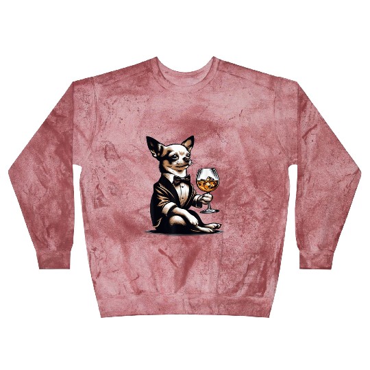 Chihuahua Dog Drinking Whiskey Puppy Blast Sweatshirts
