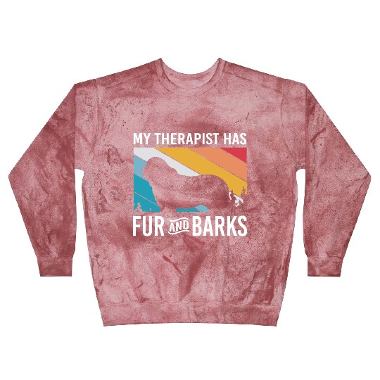 My Therapist Has Fur And Barks Retro Therapy Dog Blast Sweatshirts