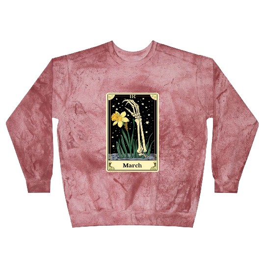 March Gothic Tarot Card - Daffodil Flower & Skelet Blast Sweatshirts