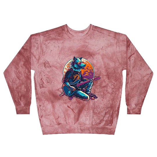 Blue Wolf Moon Guitar Player Retro Sunglasses Blast Sweatshirts